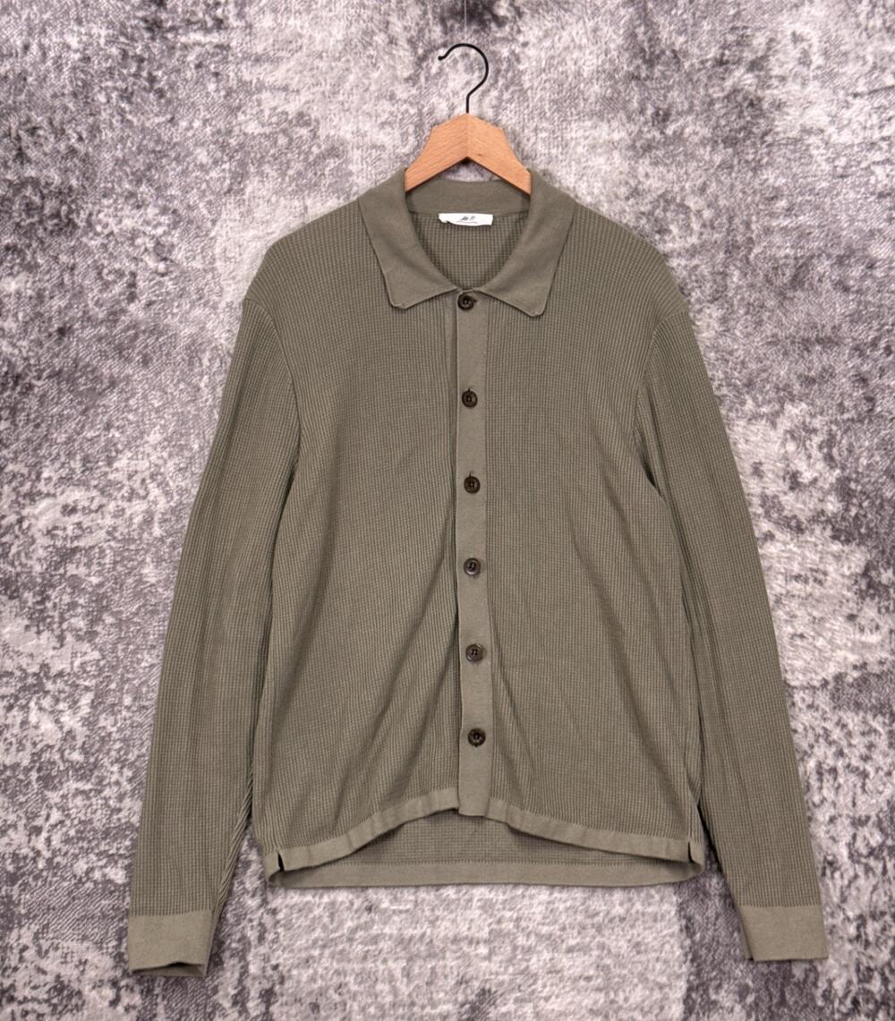 Mr P Sweater Shirt Small Mens Green Fine Waffle Cotton Knit Mr Porter